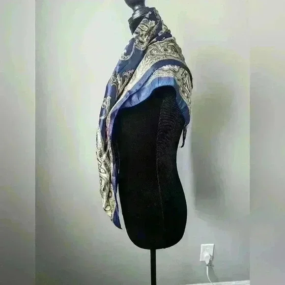 Blue and Tan Scarf - Picture 2 of 5
